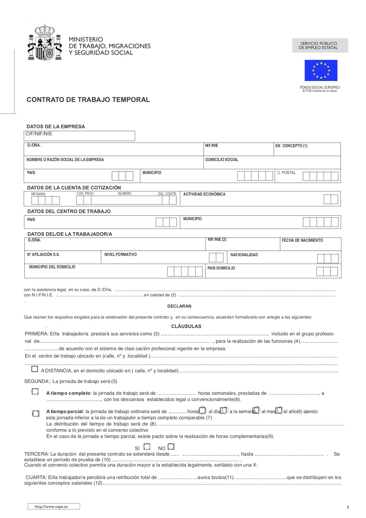 Un contrato de trabajo temporal